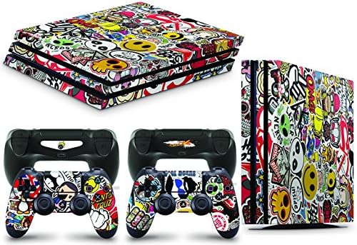 giZmoZ n gadgetZ PS4 SLIM Console GRAFFITI Skin Decal Vinal Sticker + 2 Controller Skins Set