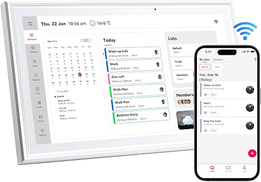 15.6 Inch Digital Calendar,Smart Touchscreen Interactive Display for Family Schedules,Chore Charts, Achievement Rewards,Meal Planner, to Do List,Wall & Desk Mount Smart Electronic Planne