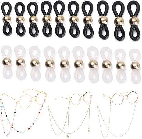 50 Connecteurs De Lunettes Réglables En Caoutchouc - Lot Blanc Et Noir - Uxcell