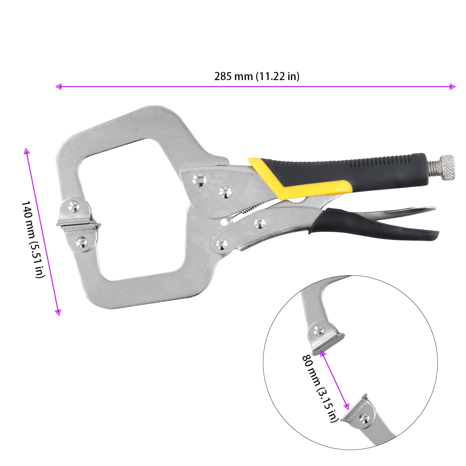 Lot de 3 Serre-joints en C, Pince Étau en Acier Robuste 11 Inch, Ouverture Max 8 cm, Pince de Serrage pour Travail du Bois, Soudure & Bricolage