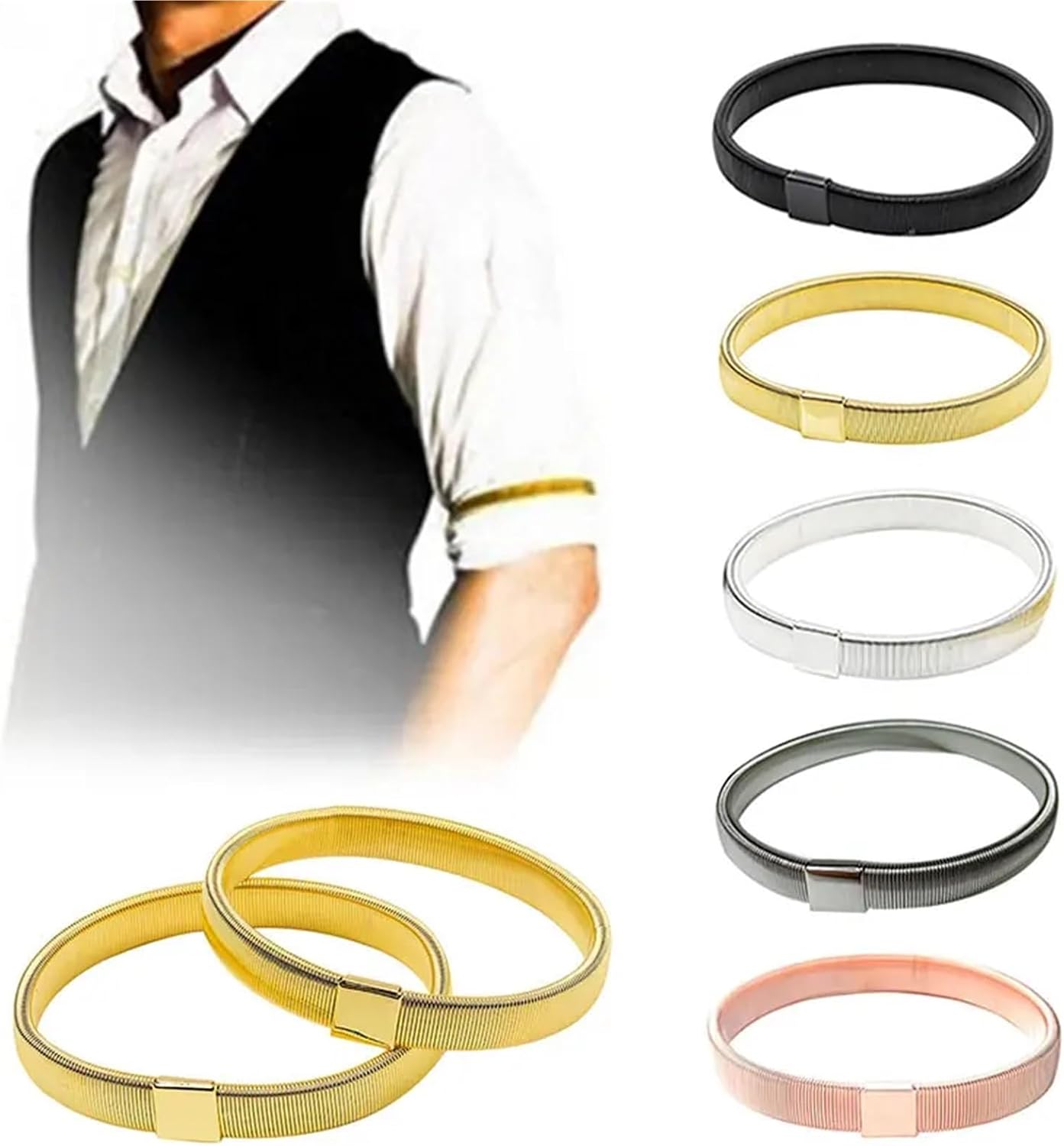14pcs Elastic Arm Bands for Men Women, Adjustable Sleeve Holders for Shirts