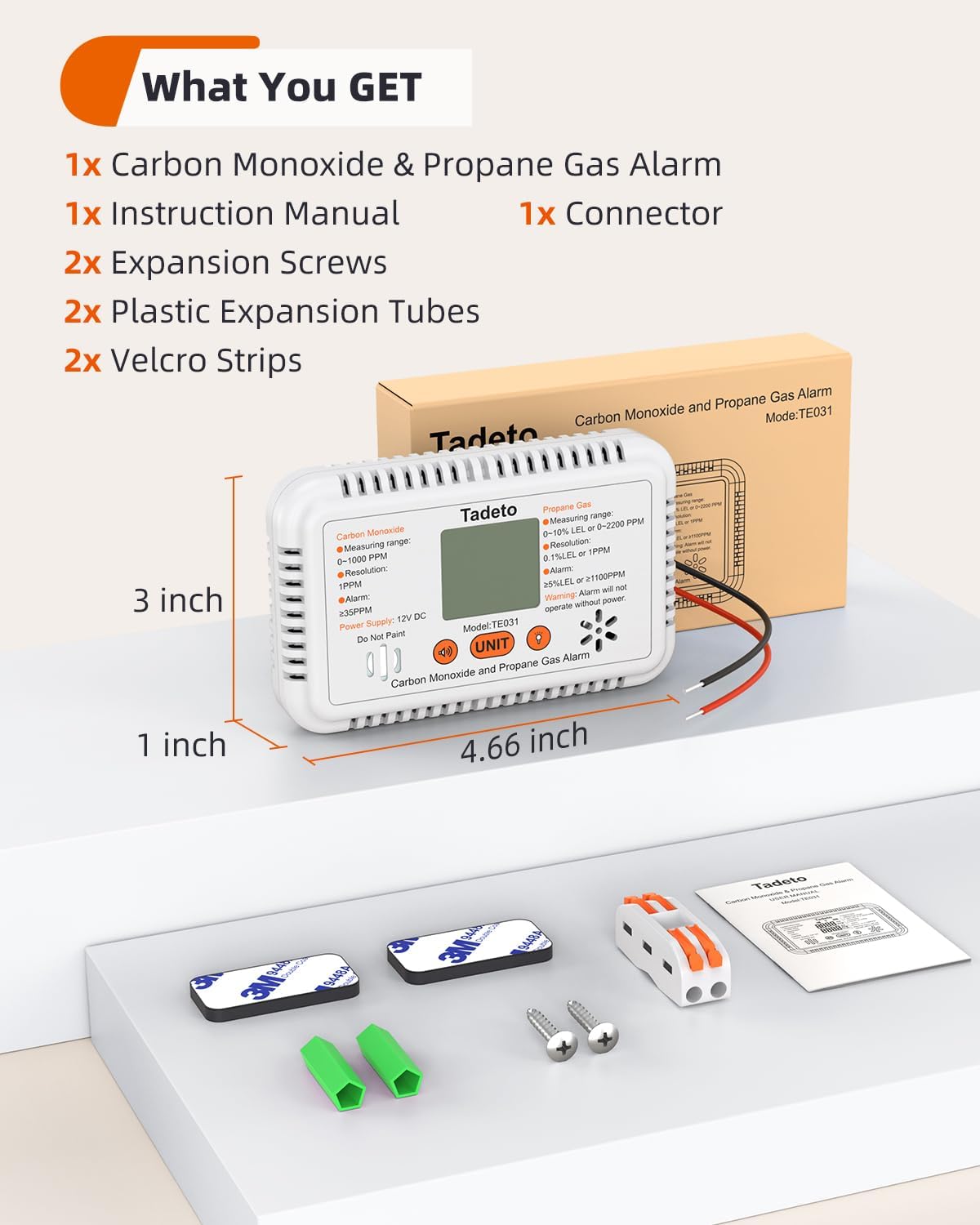 Tadeto RV Carbon monoxide and Propane​ Gas Alarm