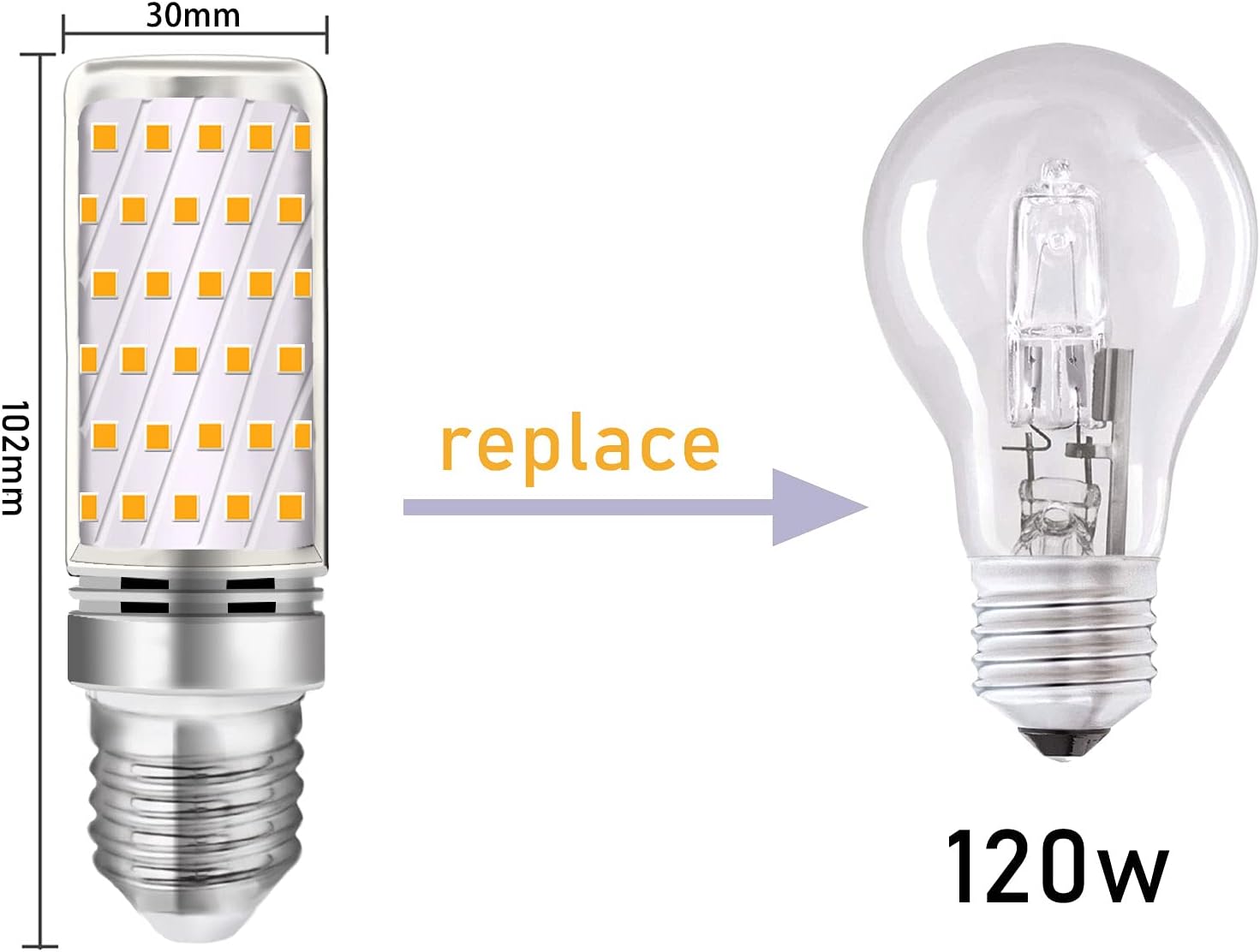 Akynite E27 LED Corn Light Bulb 12W Warm White 3000K, 1450LM, 360° Beam Angle, 230V, Equivalent to 100W E27 Halogen Bulbs - Image 4