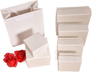 12Pcs White Cardboard Jewelry Packaging Boxes For Ring Necklace With Black Sponge Insert Jewelry Storage Case For Small Business 12Pcs(8.5x8.5x3.5cm box)