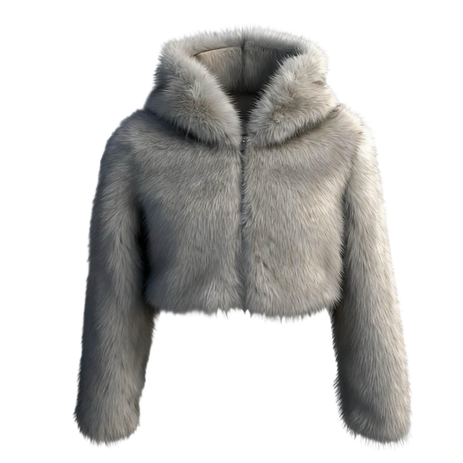 HAOLEI Chaqueta de Mujer Invierno Abrigos Gruesos de Pelo Sintético para Mujer Cálido Chaquetas Felpa Casual de Manga Larga con Capucha Color Sólido Cardigan Lujo Manga Larga con Cremallera Faux Fur