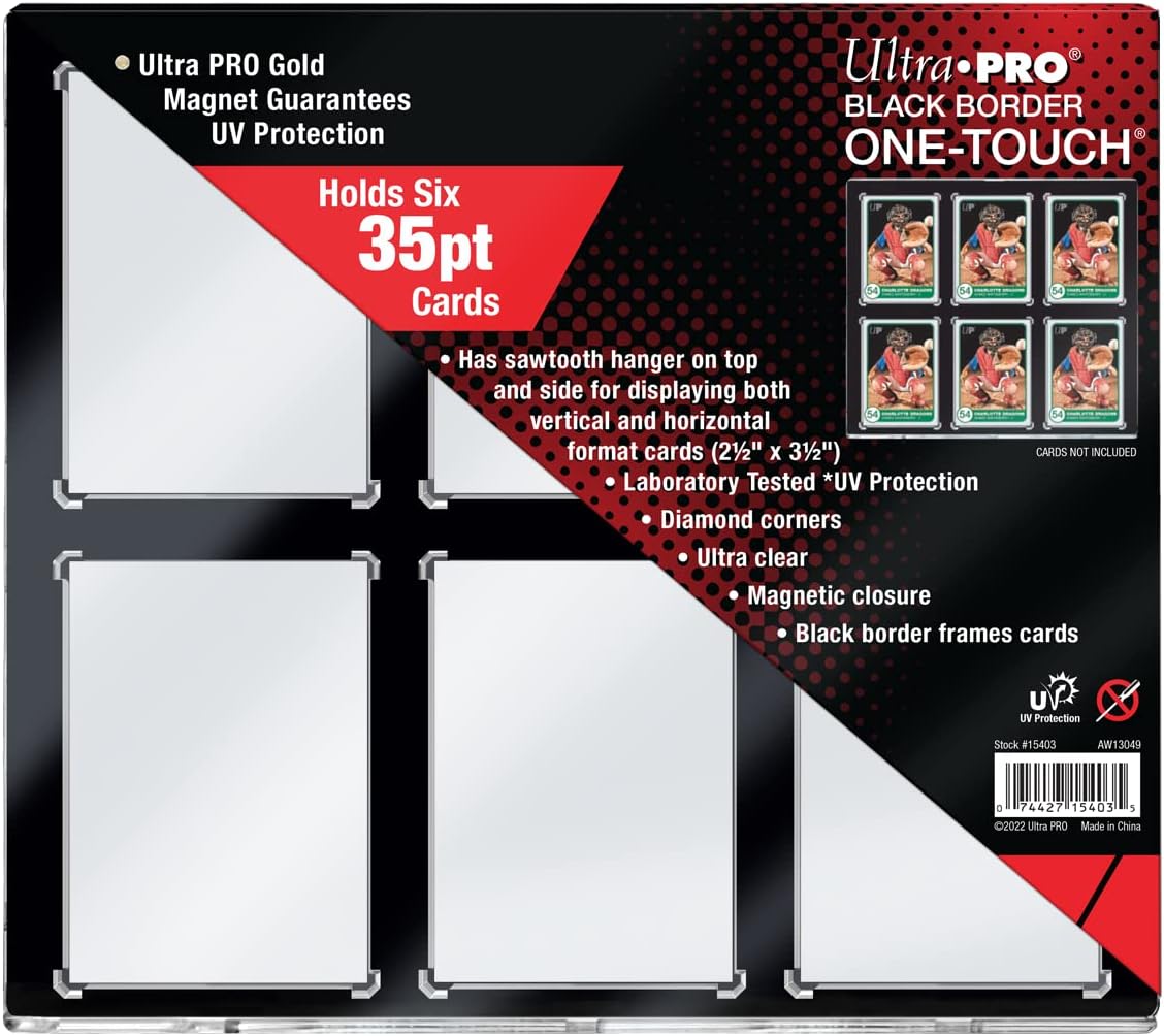 Ultra PRO - Black Border ONE-Touch 6 Graded Card Display Case, Show Off & Protect Standard Size Graded Cards, Magnetic Closure & UV-Resistant