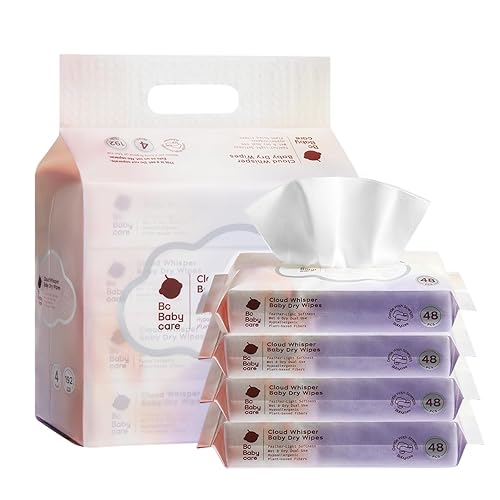 Bc Babycare Toallitas secas, fibras a base de plantas, paño facial multiusos húmedo y seco y toallita para bebés