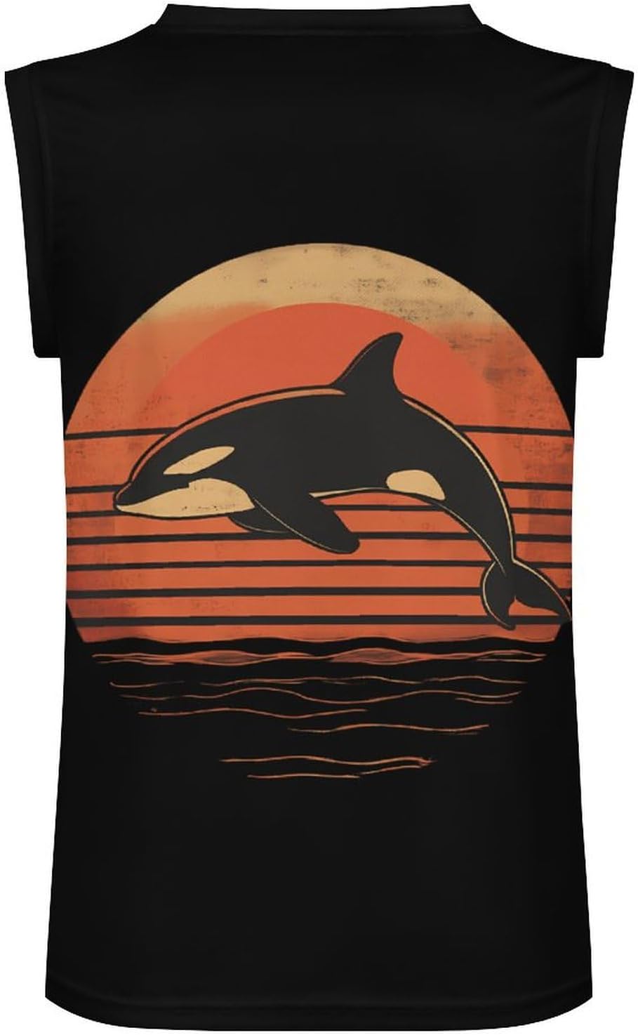 Vintage Killer Whale 80s Men's V-Neck Basketball Tank Top Sleeveless Workout Tank Shirts Gym Fitness Tees Vest