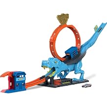 - Ci Pista con 1 macchininina, sfreccia attraverso un loop gigante per sconfiggere il dinosauro, acrobatica da corsa con T-Rex, giotolo per bambini 4+ Anni, HNP77