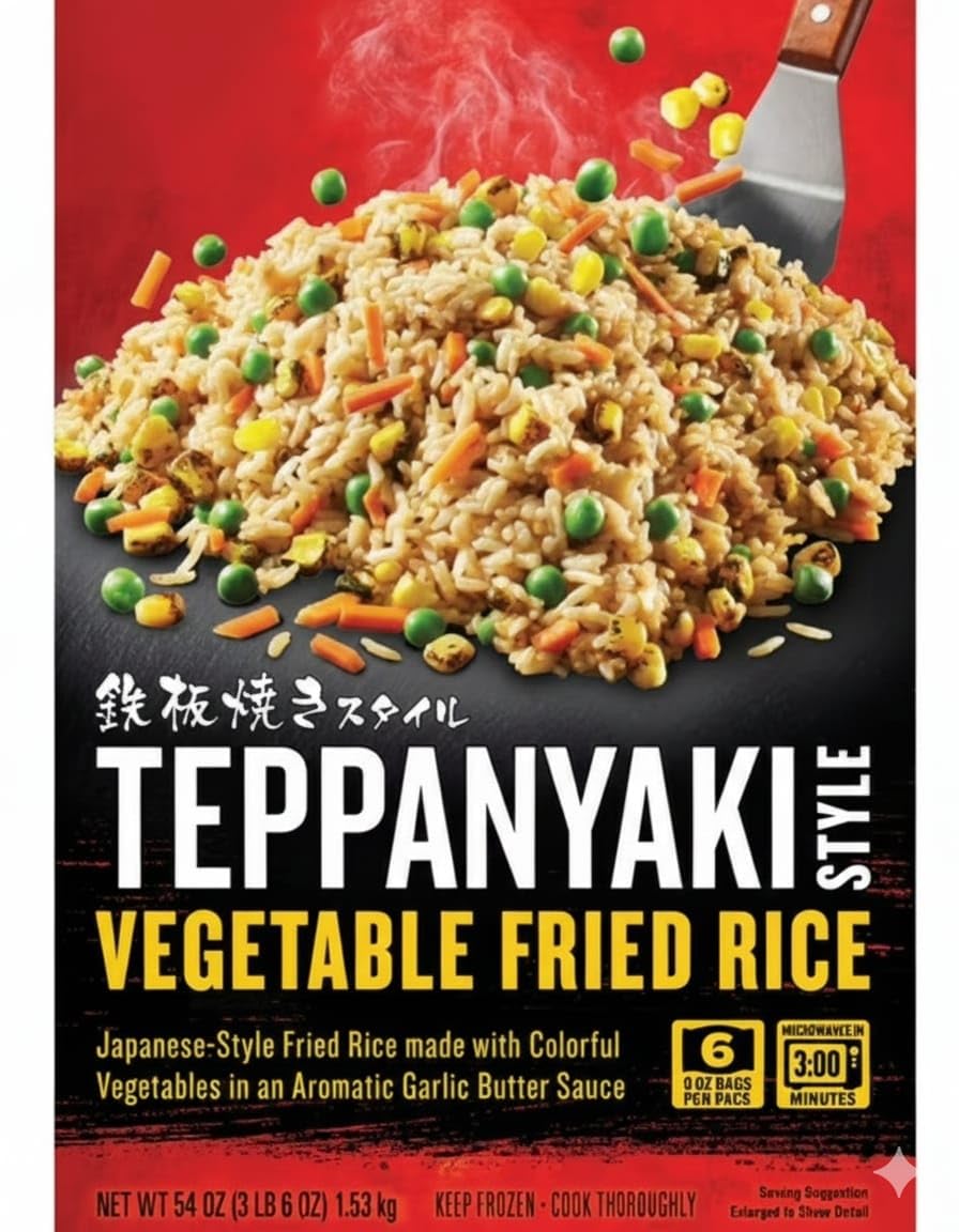 Teppanyaki Vegetable Fried Rice, Frozen, Authentic Teppanyaki Style Vegetable Fried Rice 9 oz., 6 ct.