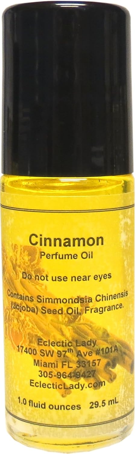 Eclectic Lady Cinnamon Perfume Oil, 1.0 Oz Portable Roll-On Fragrance with Long-Lasting Scent, Delightful Essential Oils and Jojoba Oil For Daily Use