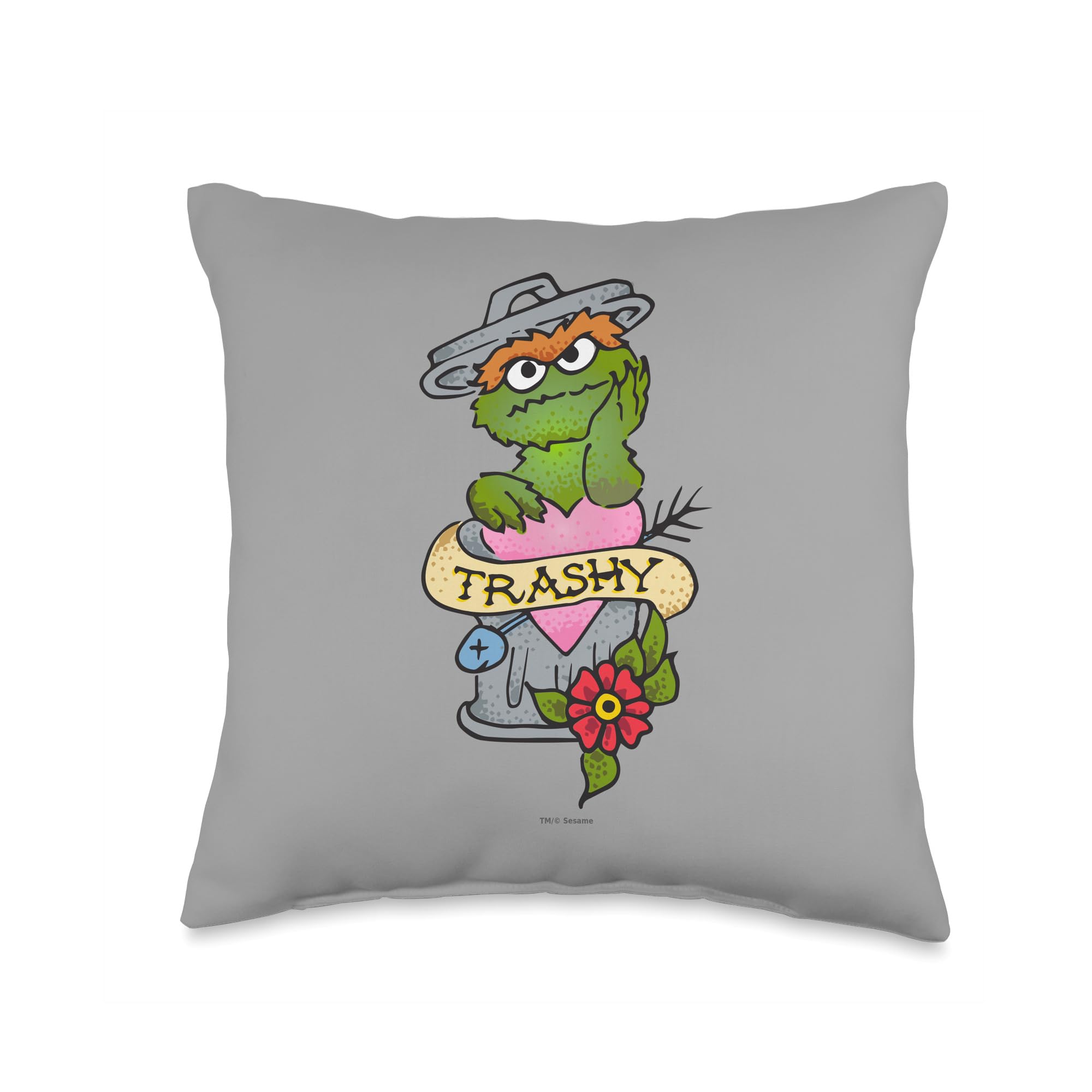 Coussin Sesame Street Oscar The Grouch multicolore carré déco lit et canapé