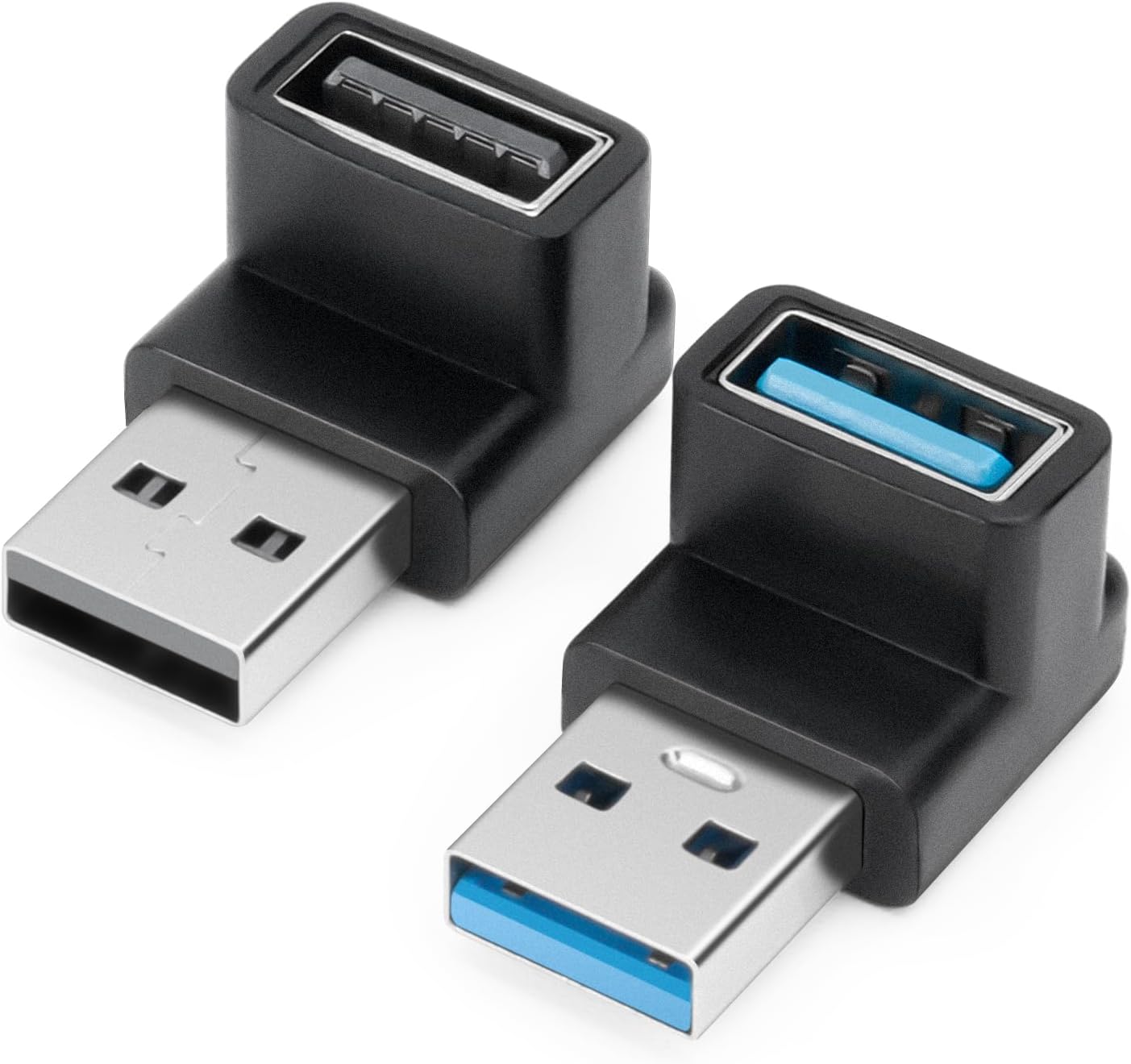USB3.1 Adapter 90 Degree (2 Pack), Up and Down Angle 90 Degree USB Type A Male to USB-A Female Coupler Adapters, Fast Charging Converter OTG (USB 3.1 Up Down)