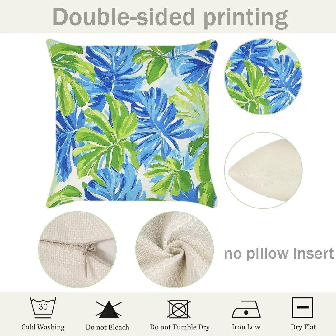 Lot de 4 Housse de Coussin 45x45cm, Housse de Canapé Été Motif Décoratif Imperméable Lin Taie d'oreiller avec Fermeture Éclair Invisible, Salon Chambre à Coucher Décoration de Maison, Aquarelle Ym569