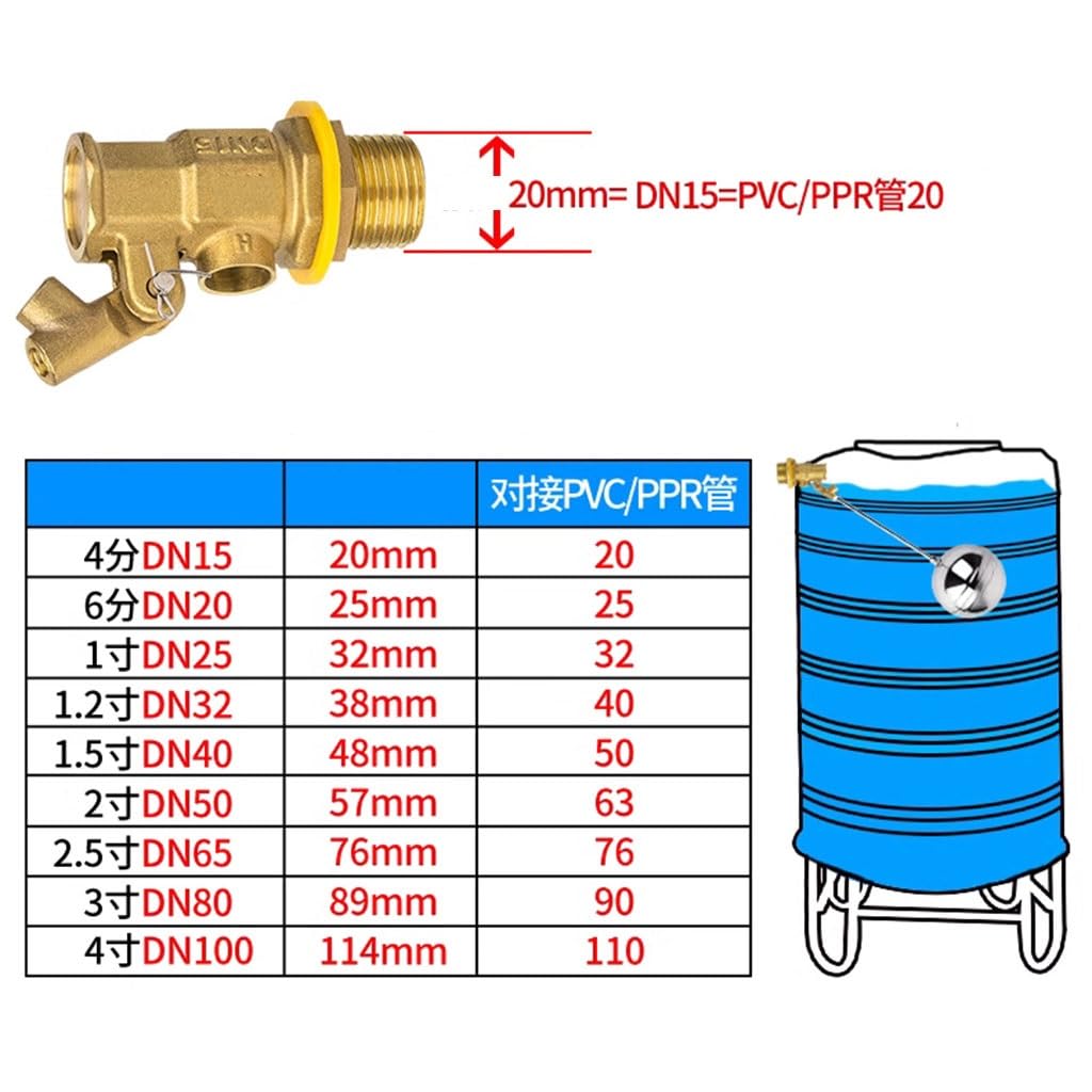 1 vanne flottante en laiton 1/2" 3/4" 1", robinet à boisseau sphérique flottant pour réservoirs d'eau froide et chaude, régulateur de débit en acier inoxydable pour réservoirs/récipients d'expansion