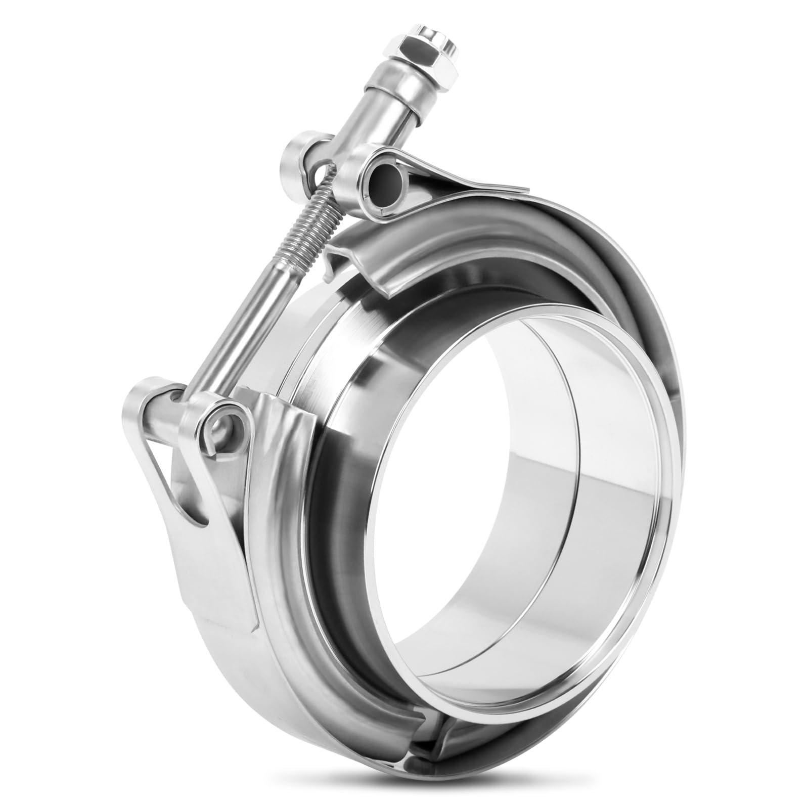 ZEHCLP V Band standard Clamp Butt Joint 304 Stainless Steel Band Lap Joint Band Clamp Stainless Steel for Pipes Silver (1, 3.0 inch)