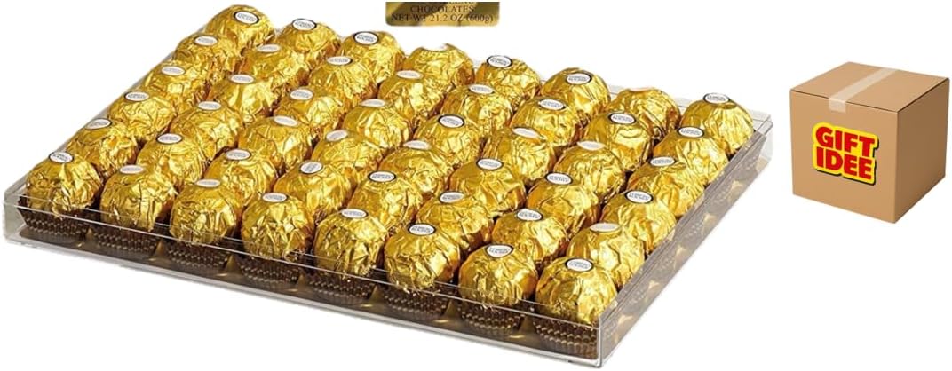 Ferraro Pralines Collection, Fine Hazelnut Milk Chocolates, Gift Box 48 Count, Large Chocolate Box For Celebrations Birthdays, Christmas, Anniversary, Thank you Gifts.