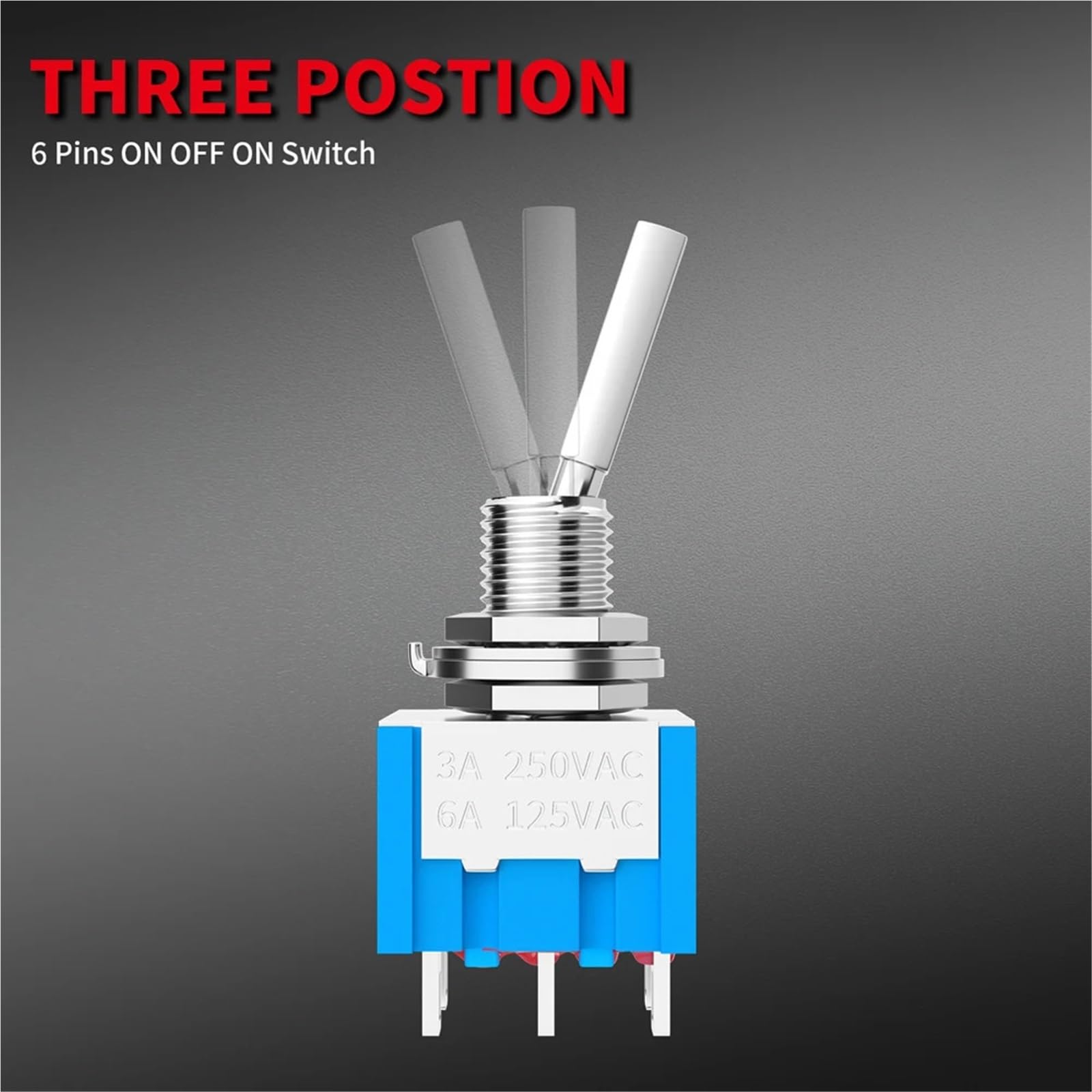 10 pezzi Mini interruttore a levetta 3 posizioni 2 ON OFF ON DPDT SPST DPST 6A 125VAC 3A 250VAC maniglia piatta a scatto for auto camion Auto Barca Camper(ON OFF ON 3Pin)