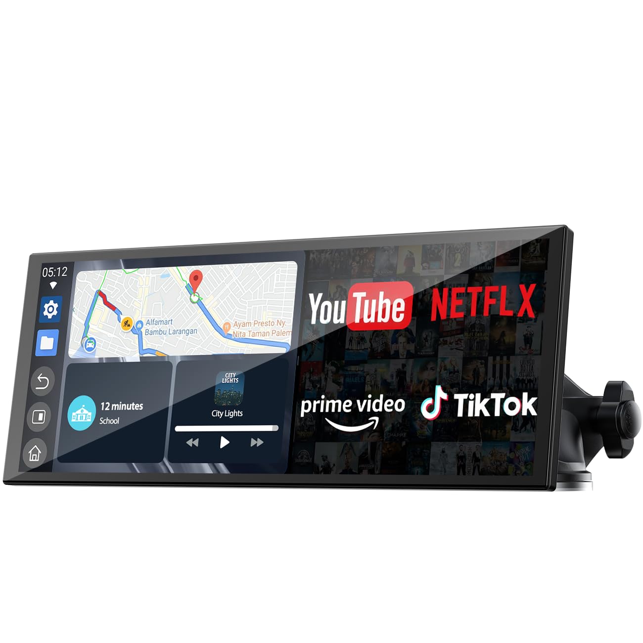 Volam 10.25 Pulgadas Pantalla Coche Inalámbrico Carplay con net-flix YouTube/Tik Tok,Carplay y Android Auto,pantalla carplay coche con 1080P Cámara de marcha atrás,Navegador GPS,2.4G/5G WLAN Bluetooth