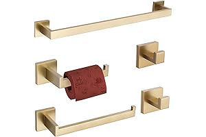 TURS 5-Piece Brushed Gold Bathroom Hardware Accessories Set