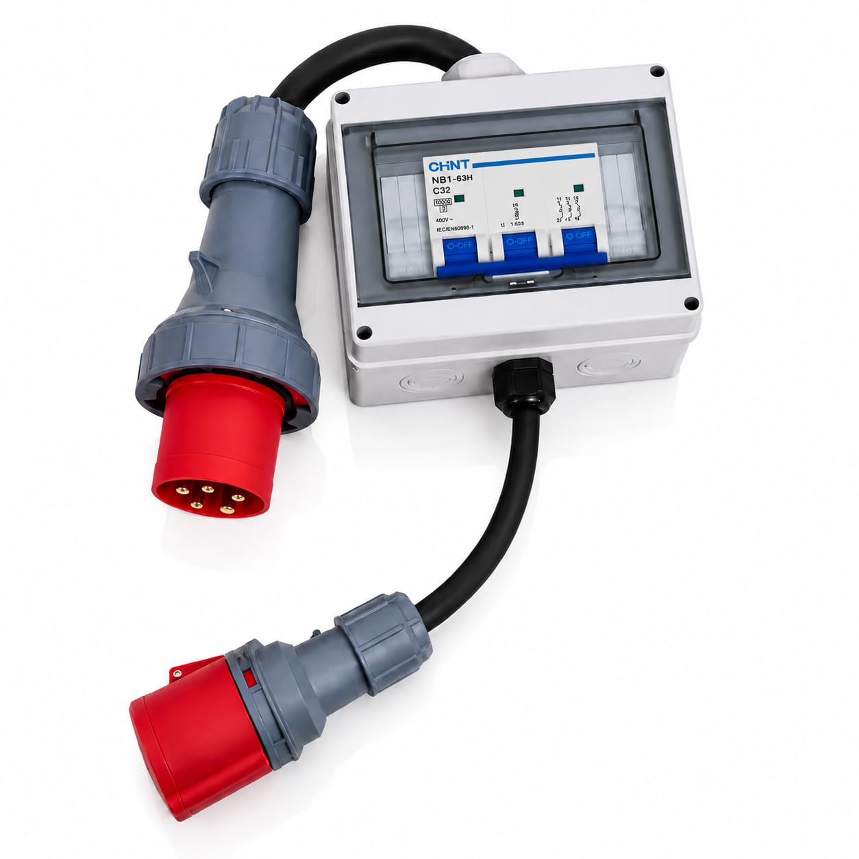 63A to 32A 5 Pin 415V 3 Phase MCB Step-Down Distribution Box – 5G16mm² to 5G6mm² H07RN-F Cable, IP44, Type C MCB, CE Marked Industrial Connectors