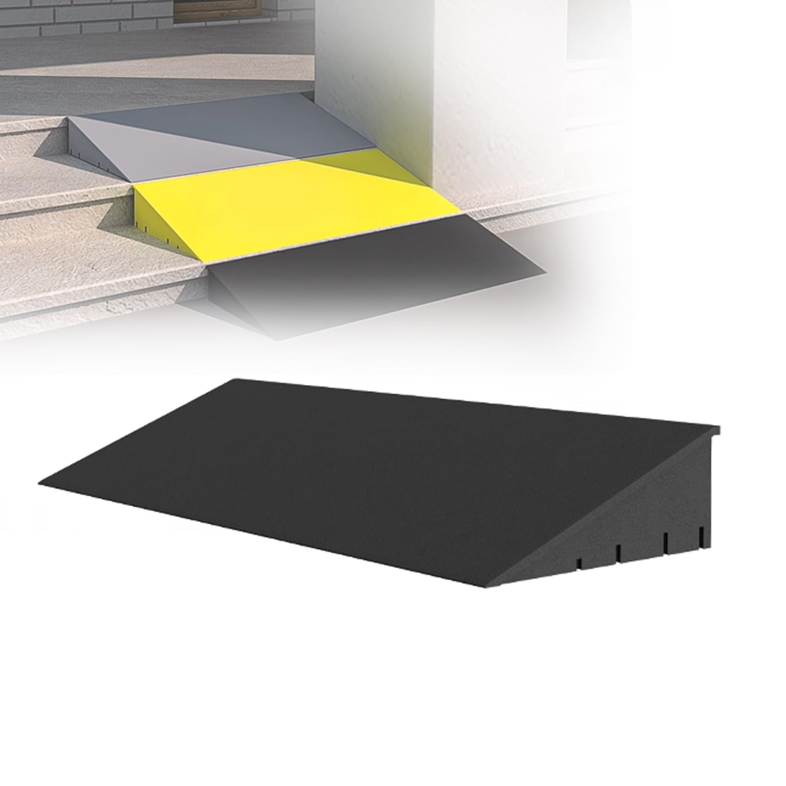 Rampa antideslizante para silla de ruedas, 9 cm de altura, para escaleras, bordillos y puertas, solución de acceso de plástico para la movilidad (negro)