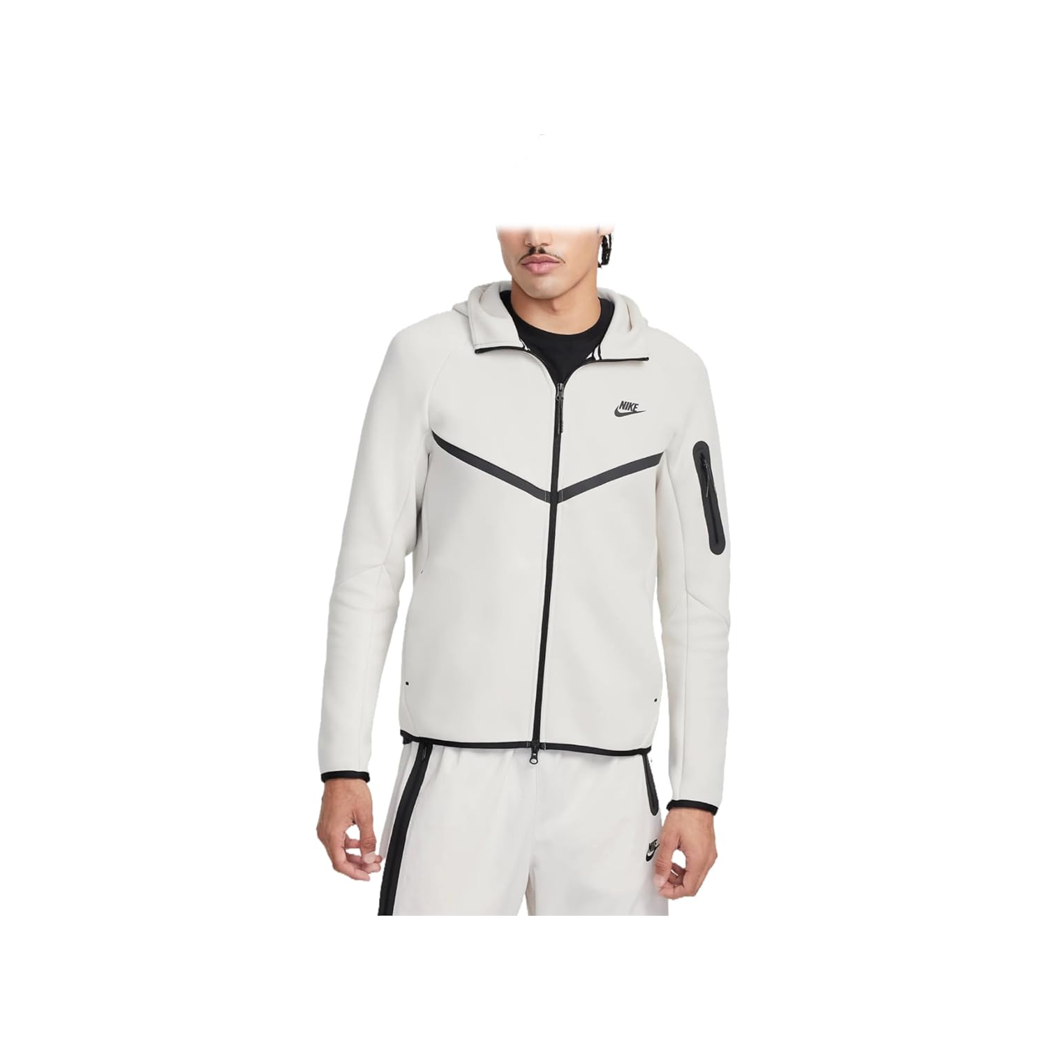 Nike Tech Mens Full-Zip Windrunner Hoodie HV0949-104 Light Orewood Brown Black Size Large