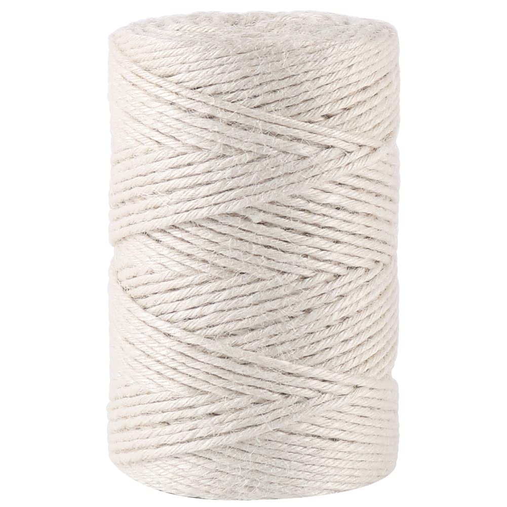 Hilo de yute grueso de 3 mm y 328 pies de cuerda blanca para manualidades y regalos