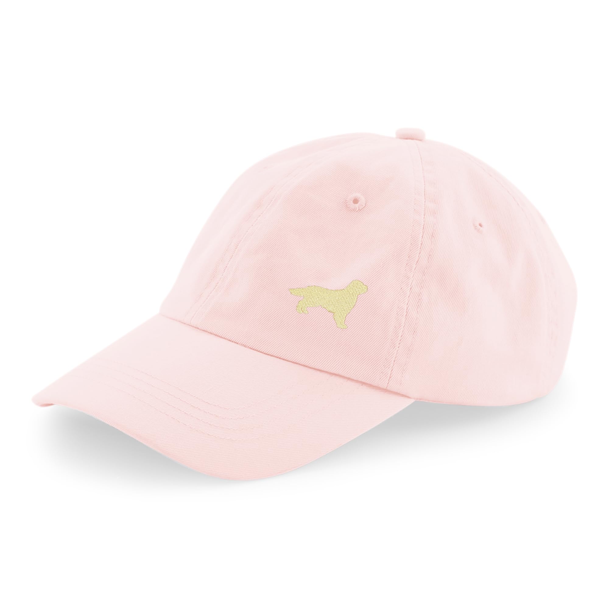 The House Of Dog: Golden Retriever Owner Gift. 100% Washed Chino Cotton Embroidered 6 Panel Unstructured Baseball Cap. Pink