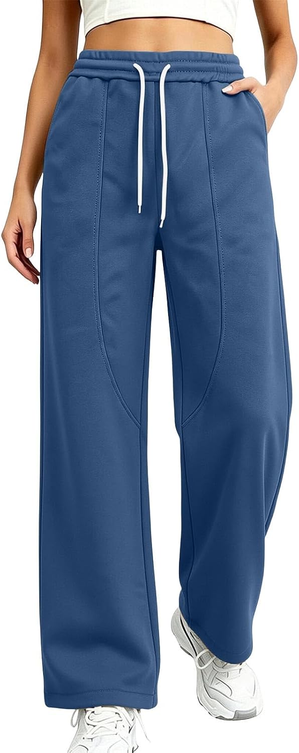 Women Barrel Sweatpants Drawstring Waist Pockets Casual Lounge
