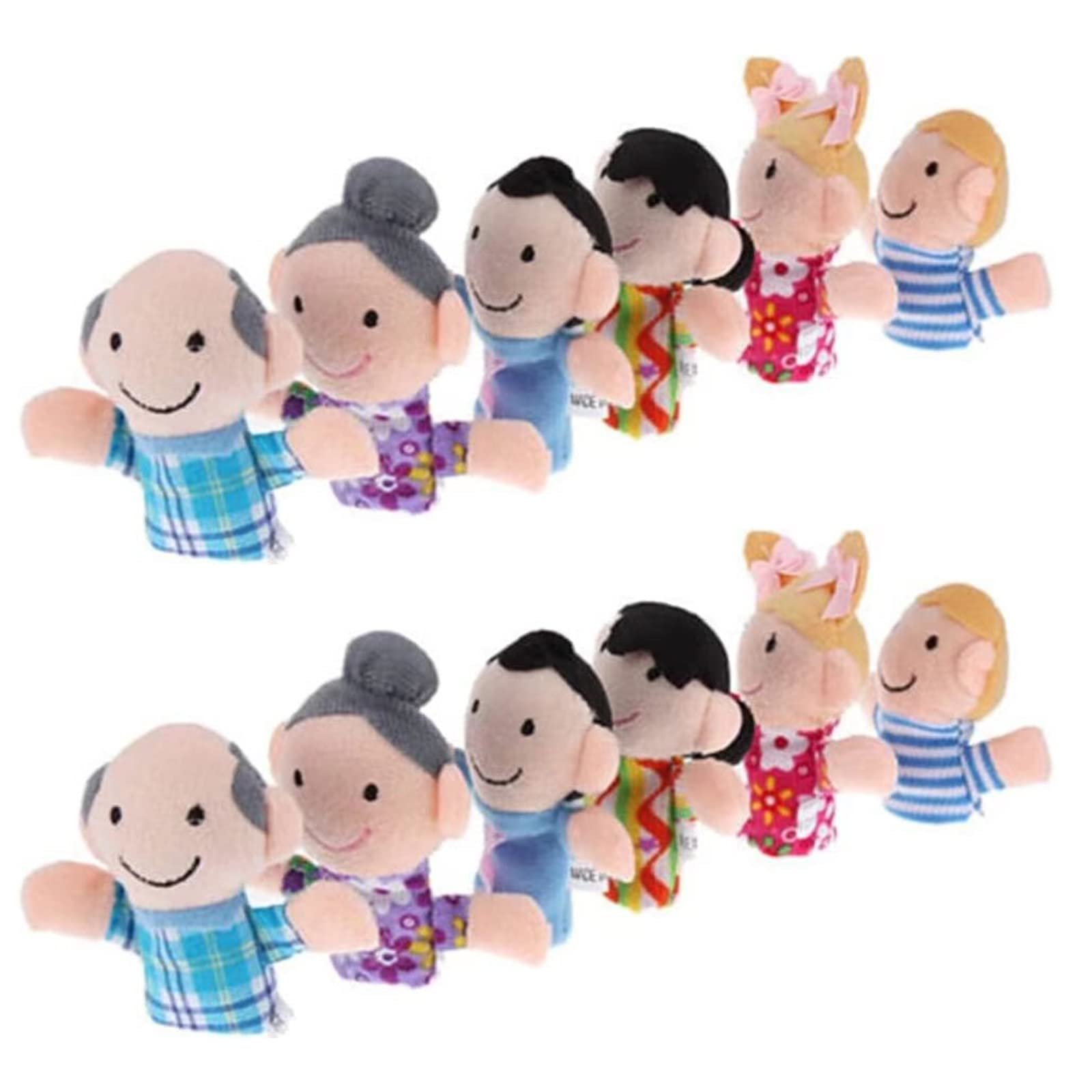 12 Piece Mini Grandparents, Finger Puppet Set, Story Time, Party Favors for Boys Girls Birthday Gifts Christmas Stocking Stuffers Cloth Velvet Puppets, 12People Family Members Finger Puppets Toys Set