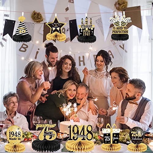 9Pcs 75Th Birthday Decorations 75Th Birthday Centerpieces For Tables Decorations Vintage 1948 Honeycomb Table Topper Back In 1948 75Th Birthday Decorations For Men And Woman 75 Years Birthday Party #TOP6