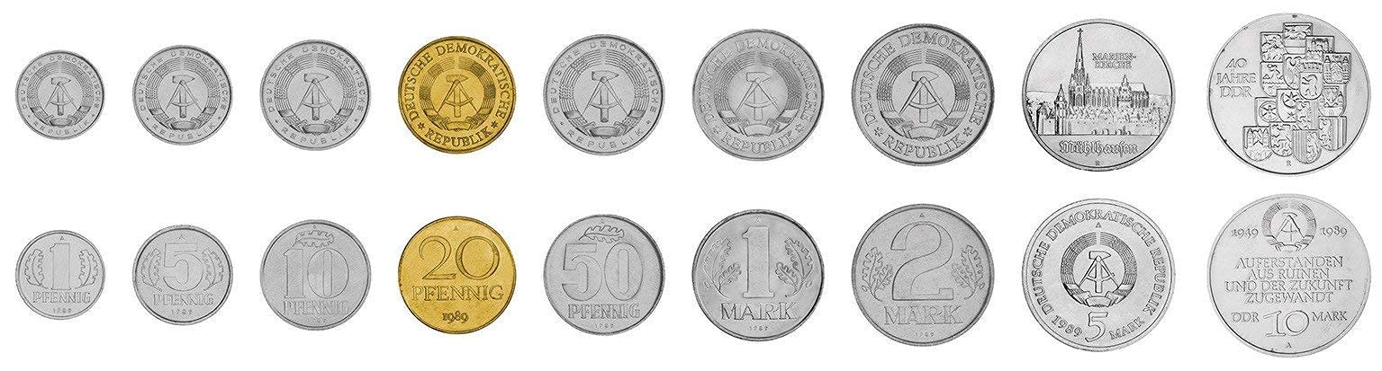 Monedas de Alemania - 19 Monedas y 2 Billetes, Colección 25 Aniversario de la Caída del Muro de Berlín