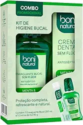 Kit Higiene Bucal Natural Vegano – Creme Dental Menta e Melaleuca 90g + Enxaguante Bucal Menta e Melaleuca 250ml – Sem Flúor, Sem Triclosan – Boni Natural