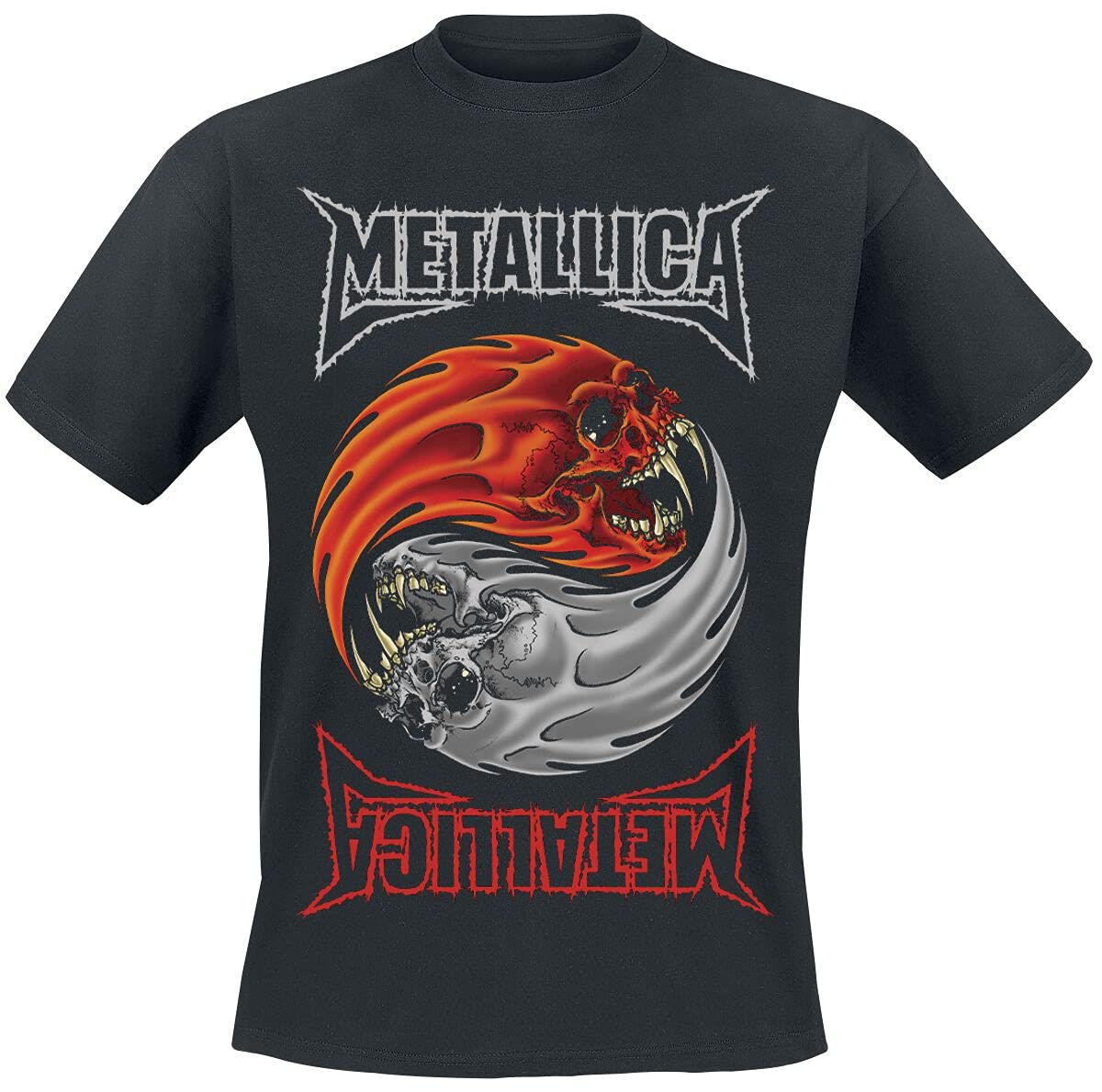 Metallica Men's Black Yin Yang T-Shirt Xl, 100% Cotton, Regular
