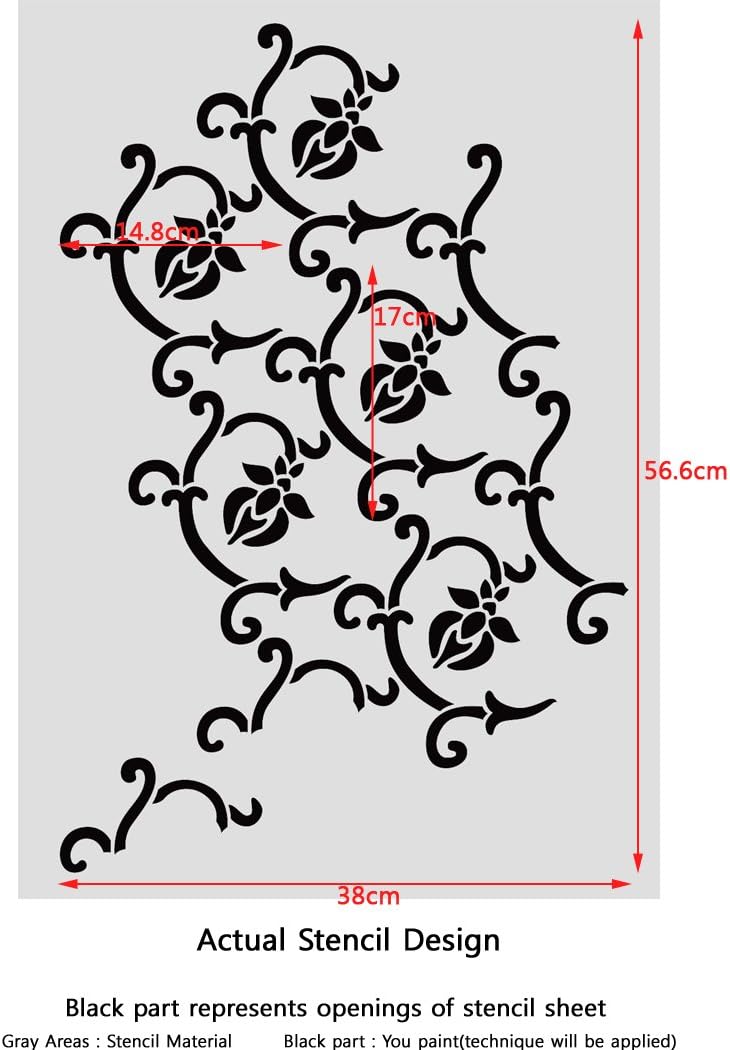 Flower Allover Trellis Wall Stencils ABEL for DIY Decor Wallpaper Look