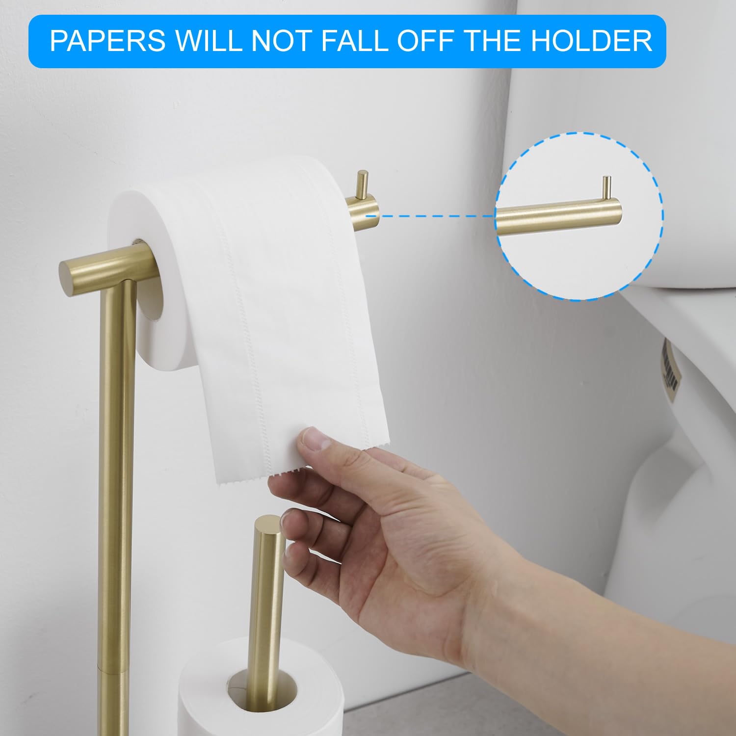 Toilettenpapierhalter Ständer Freistehend – Für 4 Rollen, Schwarz, Mit Rutschfester Basis