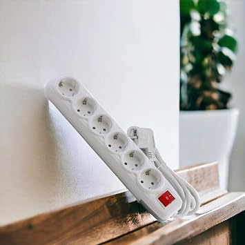 Badem10 Kablolu 6'lı Topraklı Grup Priz Fiş Çoğaltıcı 10 Metre Çoklu Asmalı Uzatma Kablosu Anahtar Düğmeli
