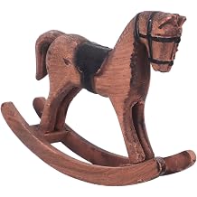 Hemobllo Vintage Wooden Rocking Horse 5.11In Carved Figurine Nostalgic Table Centerpiece for Home Office Kids Room Christmas Decor