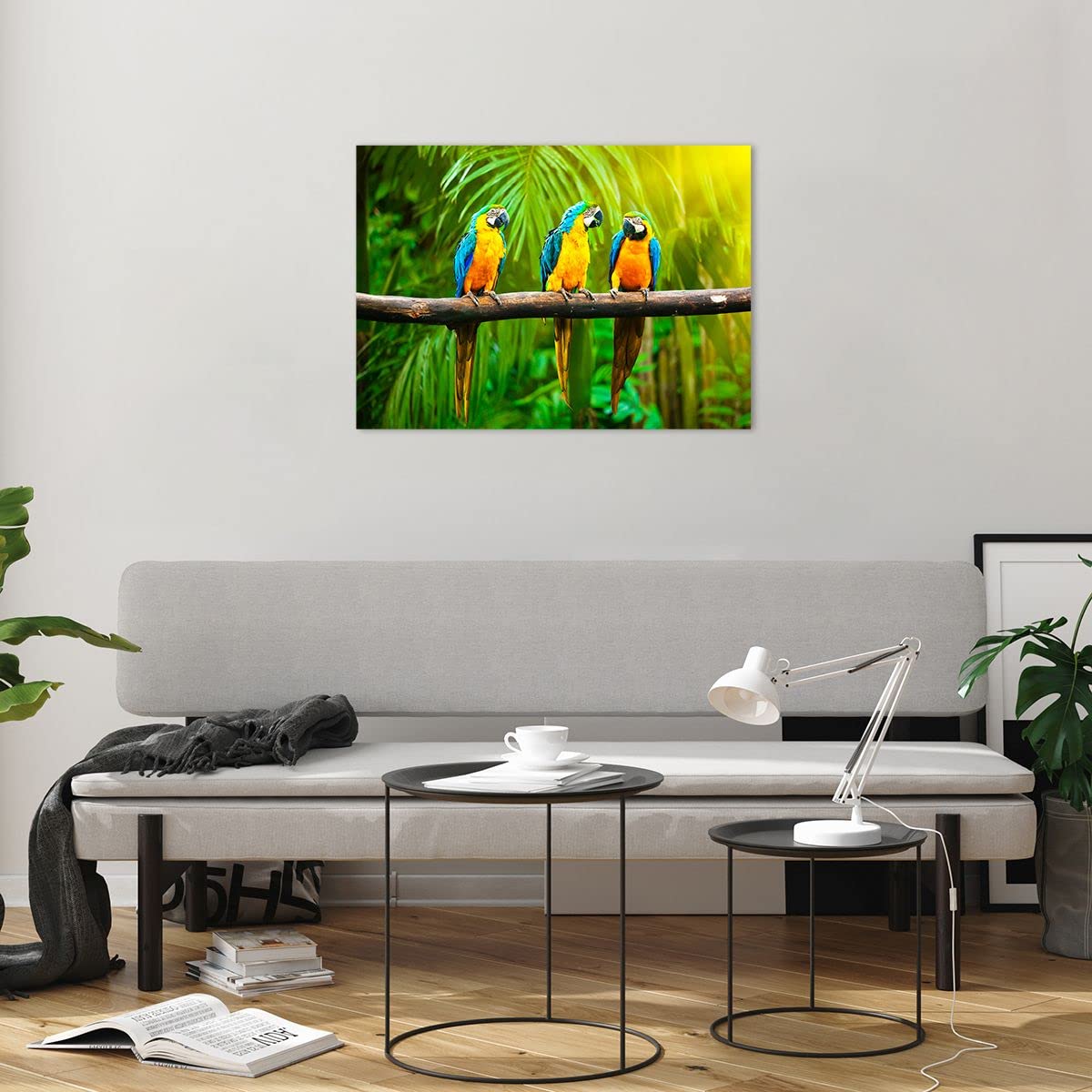 Cuadro sobre Vidrio 70x50cm Moderno Horizontal Botánica Naturaleza - 2696 | Loros Vistoso Cuadro Decorativo Arte mural Salón Dormitorio Cocina Cuadros de Pared Impresión en Cristal Glasprint ARTTOR