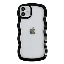 QLTYPRI Custodia per iPhone 12 Cover, iPhone 12 Pro Cover Trasparente per Ragazze Donne, Silicone Morbido TPU Bordi Curvi Ondulati Antiurto Protettiva Case – Nero