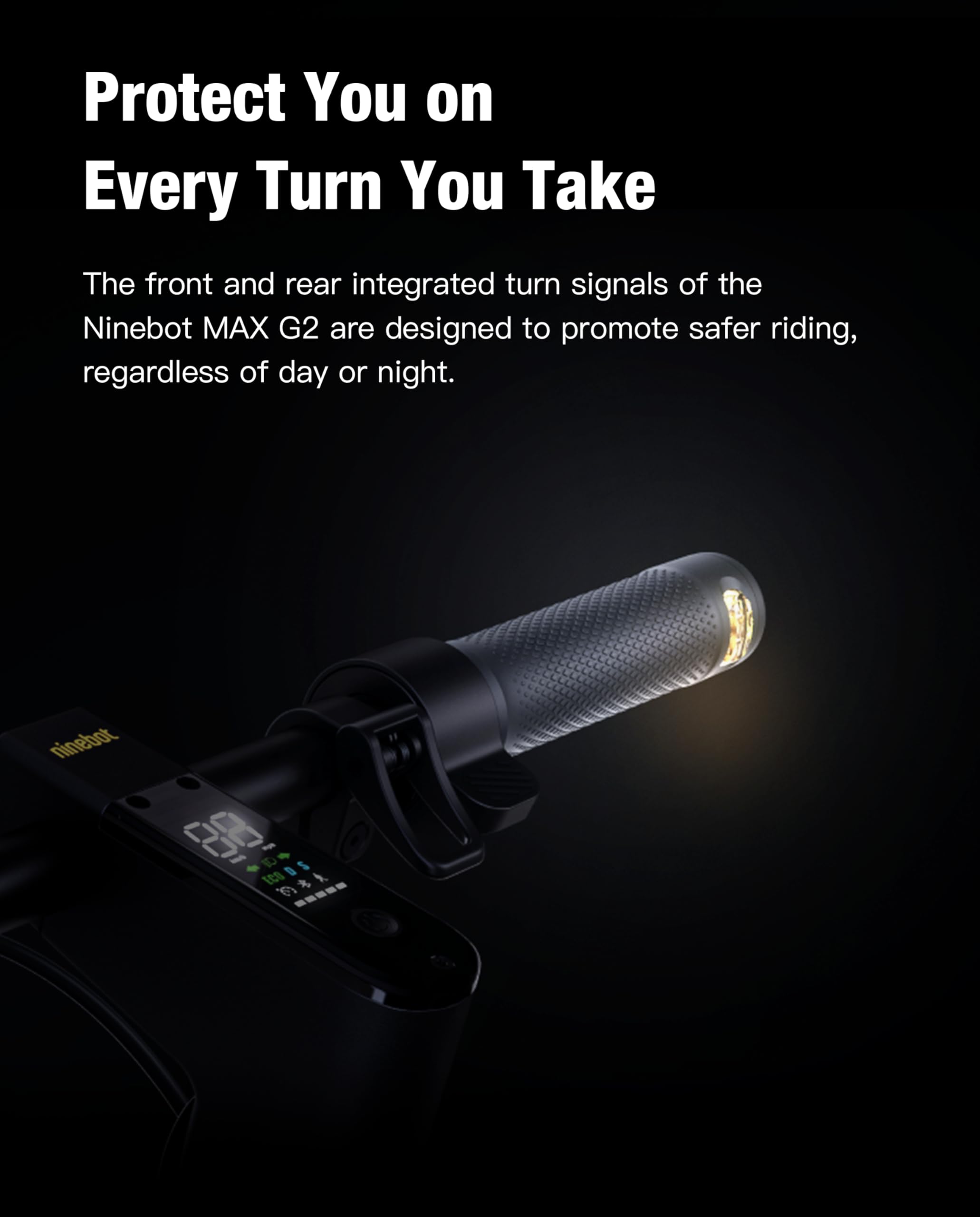 Scooter Luce Sinistra Segnale di Svolta Frecce Compatibile con Segway Ninebot Max G2 G65 Max2 Monopattino Elettrico, Maniglia la Indicatori di Direzione Impermeabile Ricambio Accessori Originali