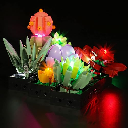 Miniatura 4 de Northlovf Kit de luz LED para Lego Succulents 10309 Juego de construcción de decoración de plantas, fuente de alimentación USB o fuente de