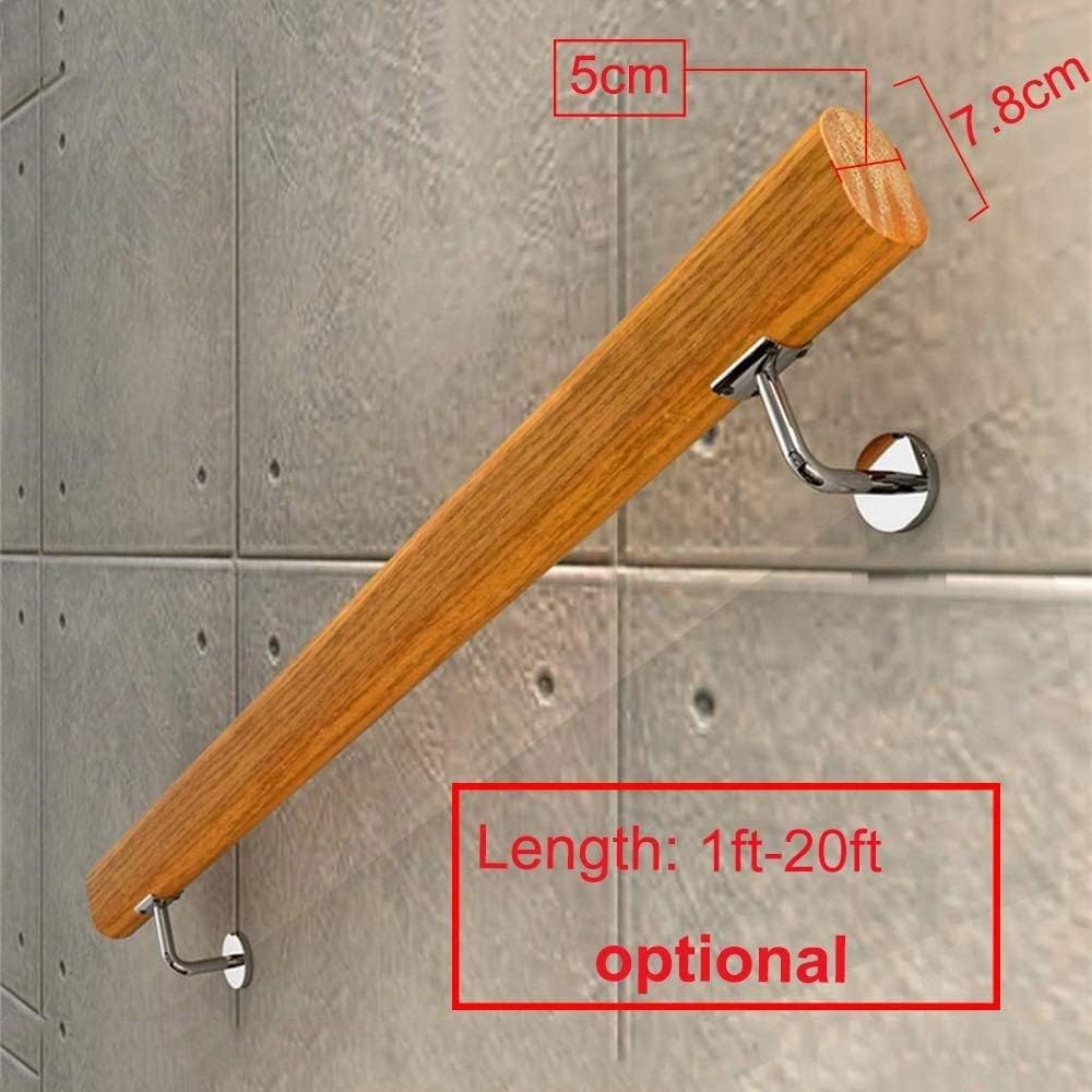 handrail for Stairs,1FT-20FT Pine Anti-Slip Stair Handrail,Home Kindergarten Old Man Indoor and Outdoor Villa Loft Hospital Corridor Oval Solid Wood Railing(14FT)