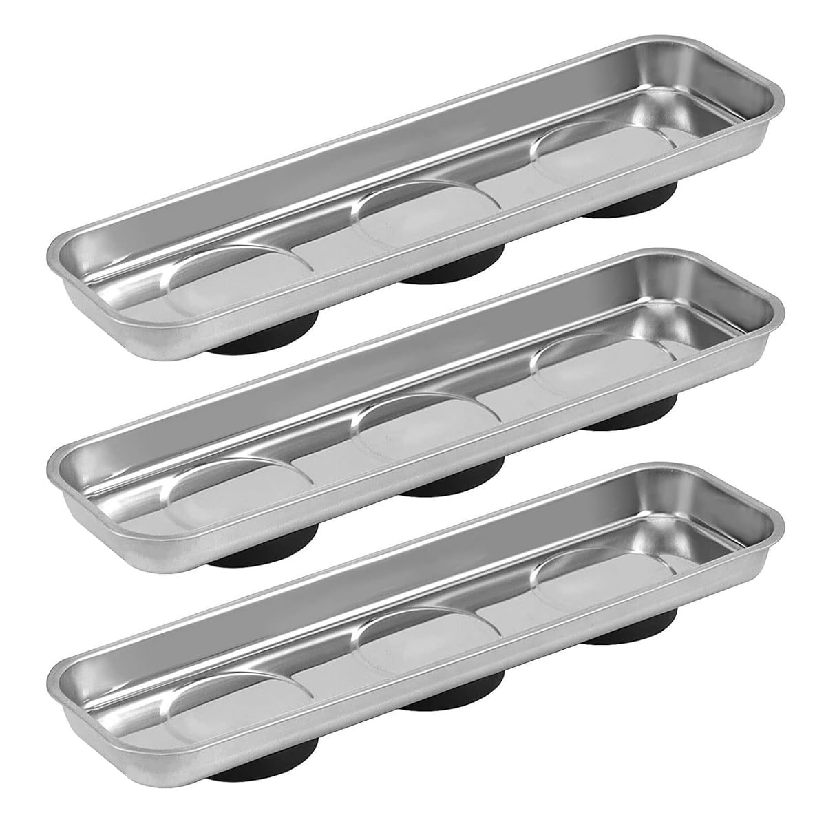 Tiardey 3 Pieces Magnetic Tool Tray 23 x 6 cm Stainless Steel Magnetic Bowl for Holding Tools Screws Drills Nails with Strong Magnet for Garage Workshop DIY Projects