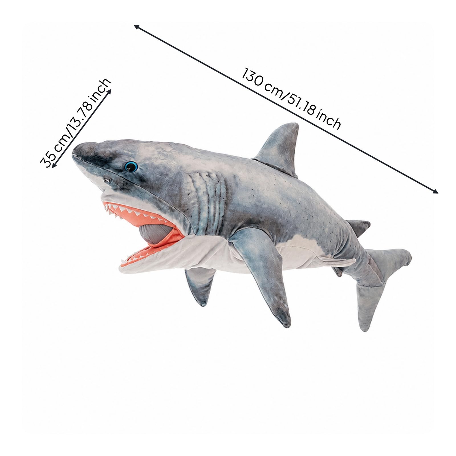 Peluche con Bocca Aperta Soffice a Forma di Decorativo per Area di Gioco, Tema Marino, 130CM, PupazzoSqualo