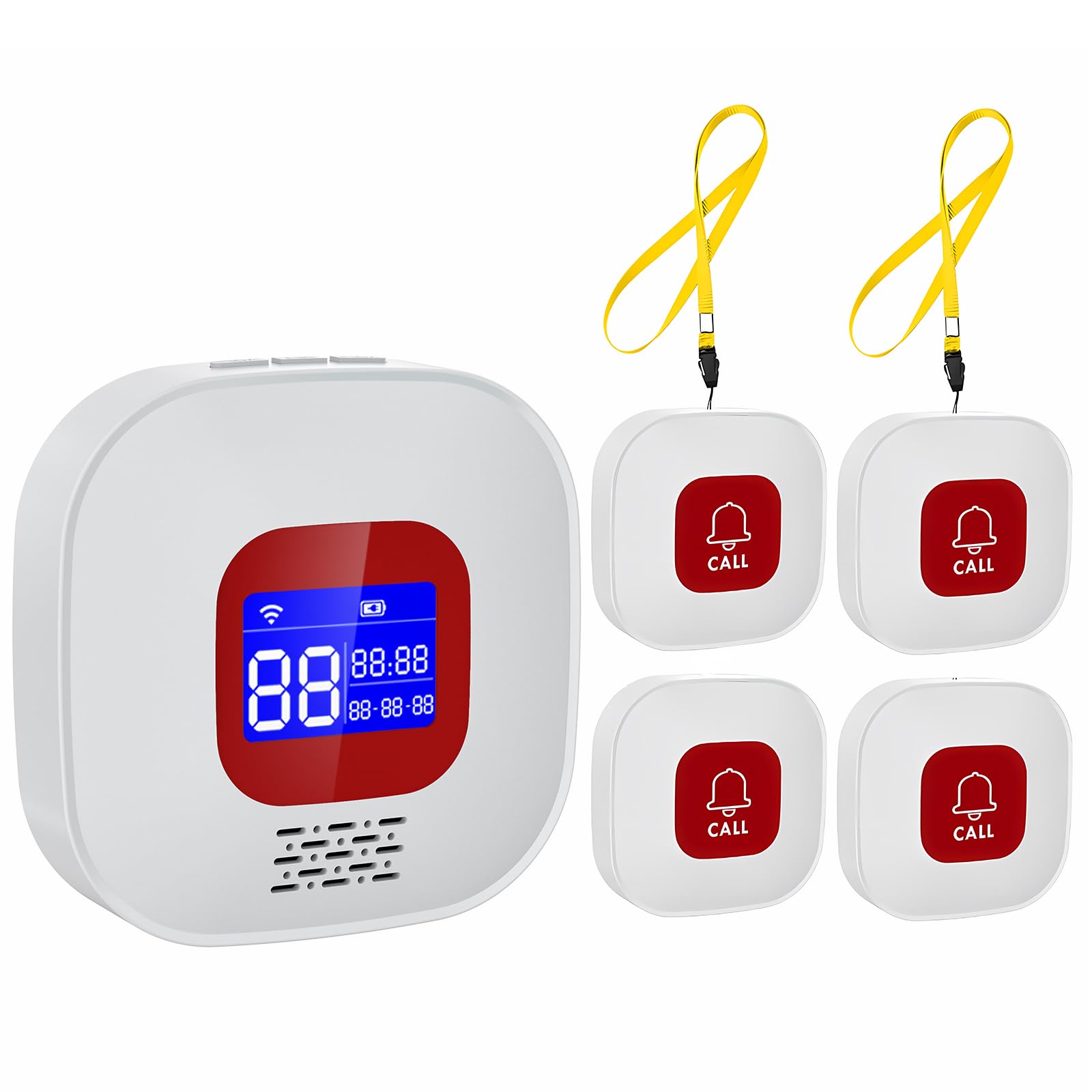 Systeme Alarme Maison, Alarme WiFi Bouton, Compatible avec l'application Smart Life/Tuya Smart, Convient aux Personnes âgées et Handicapées, 4 Émetteurs 1 Récepteur