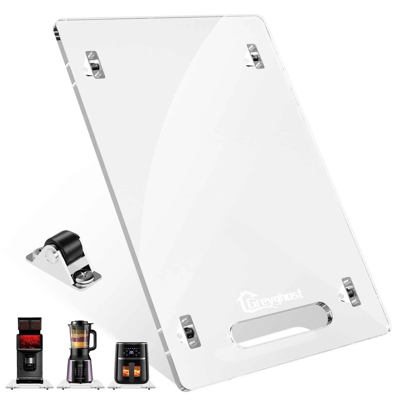 Kitchen Appliance Slider Tray with Silent Wheels, Heavy-Duty Countertop Organizer for Coffee Maker, Mixer, Espresso Machine, Clear Acrylic Kitchen Accessories for Mother Gift 9.84