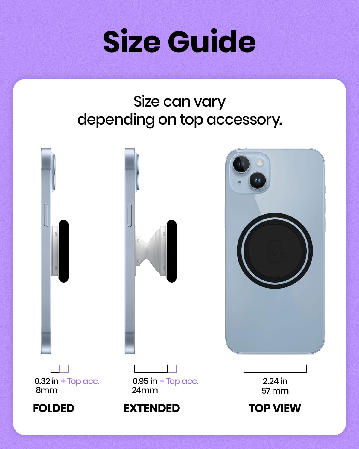 OnTheGrip Cute Solid Macaron Color Heart Shape Collapsible Mobile Phone Grip Stand Holder for Smartphone Tablet Cell Phone Accessory (Black)