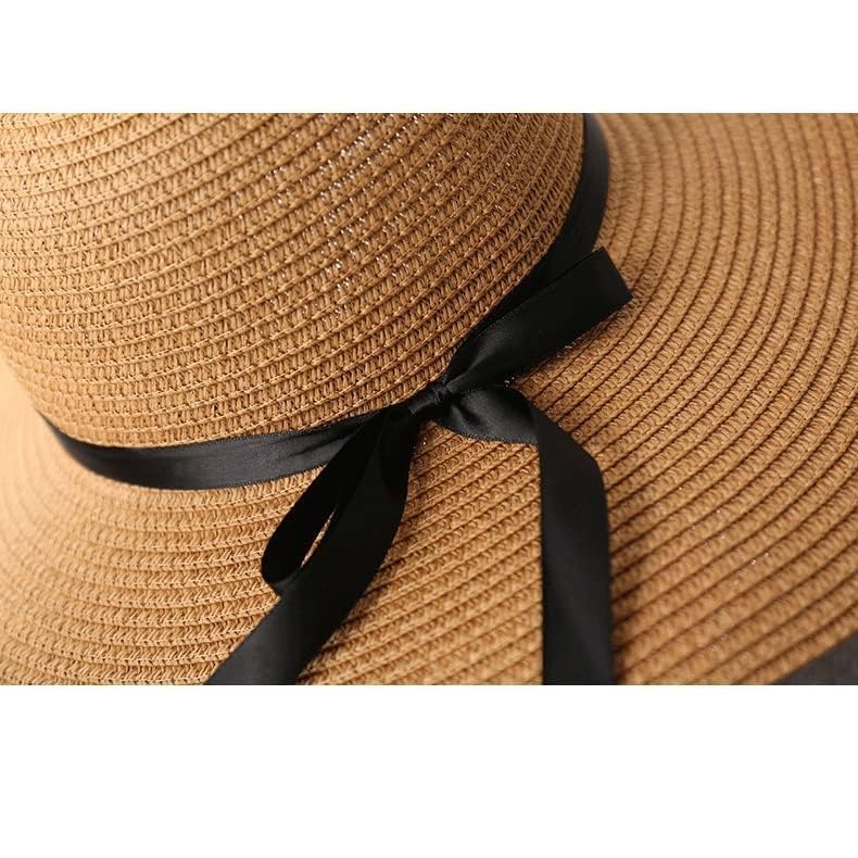 LNNSHX Sombreros Flexibles de Verano Casual Vacaciones Viajes ala Ancha Sol Mujeres Ajustable Plegable (Negro 1)